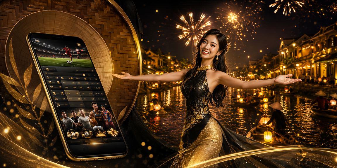 Người dùng tại Hội An đội nón lá xem thông tin điều khoản dịch vụ cá cược thể thao trực tuyến